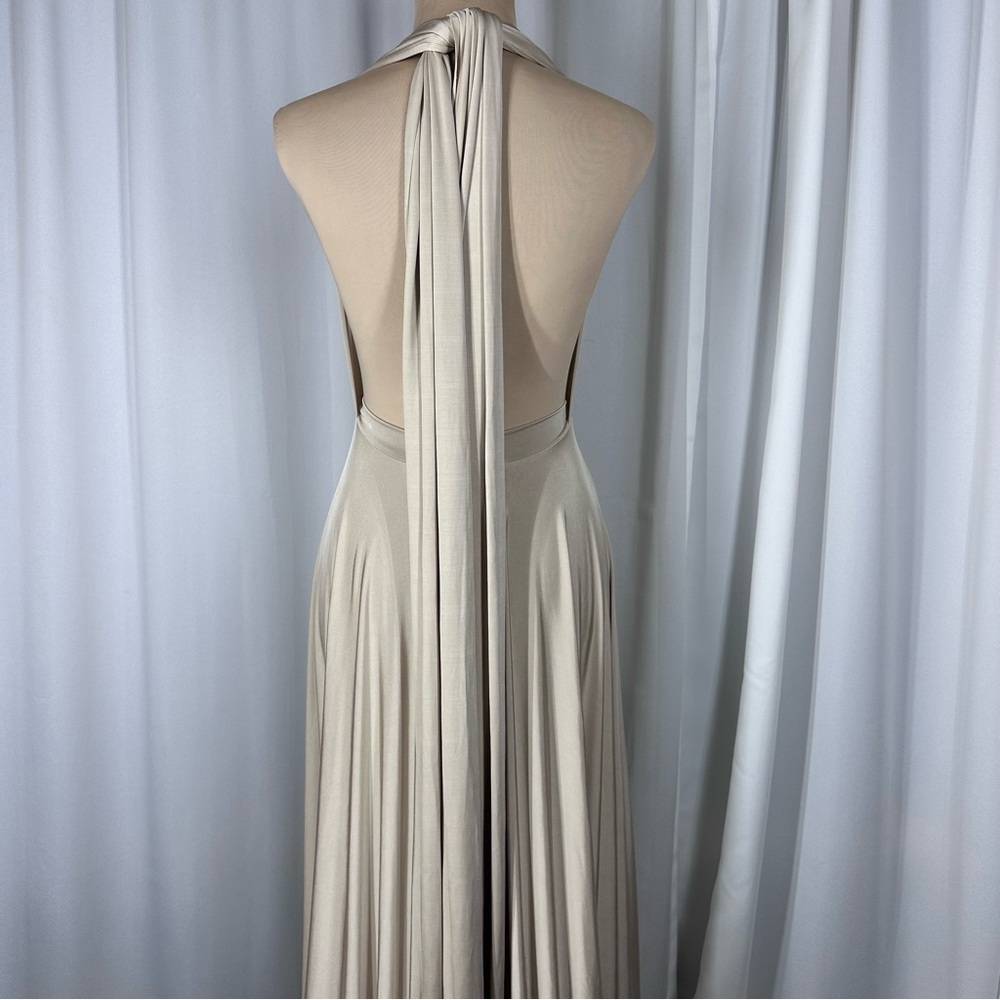 TwoBirds Dress Sz S/M? Multi Way Maxi Champagne Bridesmaid Formal Marylin EUC - Picture 4 of 11